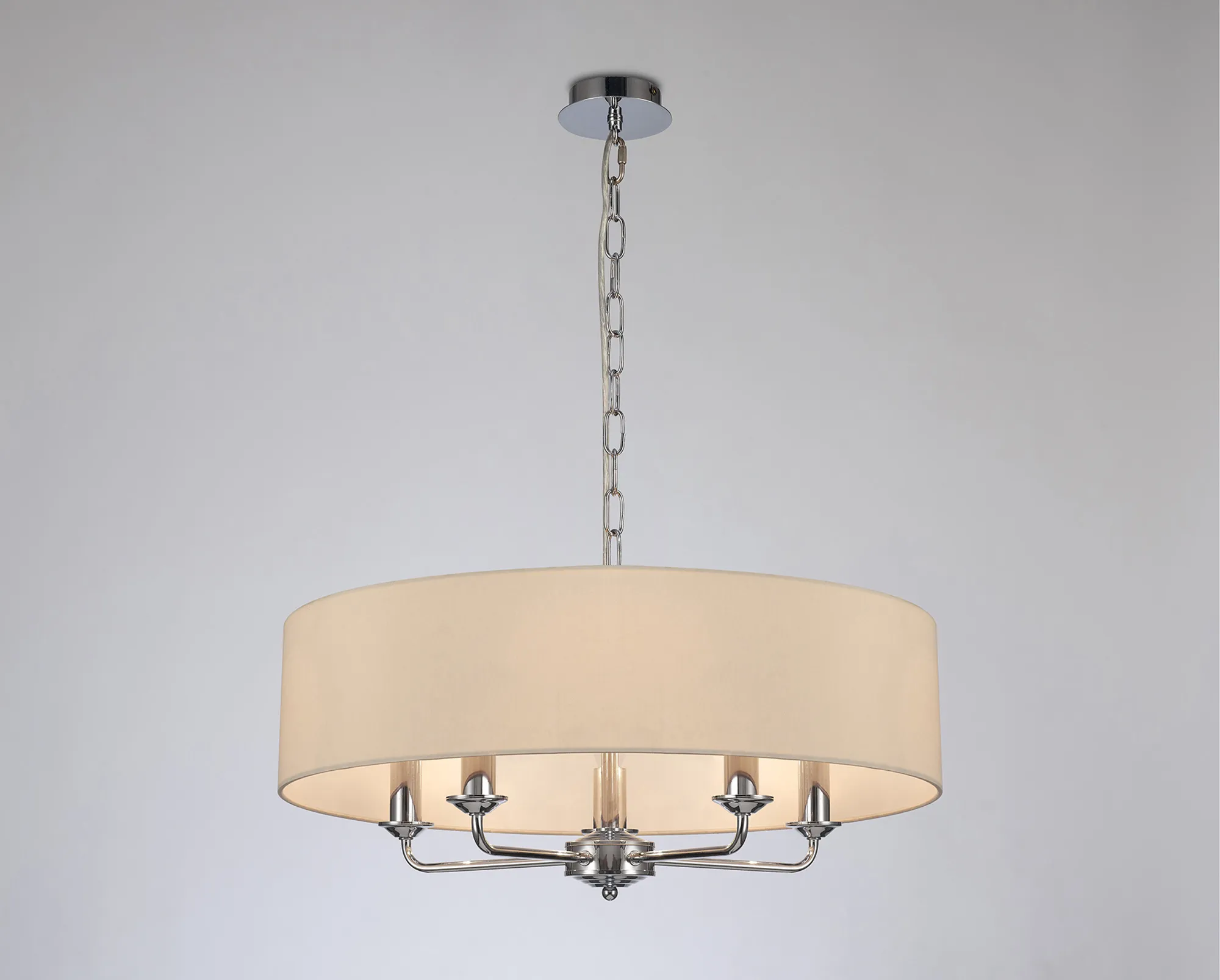 Banyan 60cm 5 Light Pendant Polished Chrome, Ivory Pearl DK0011  Deco Banyan CH IV
